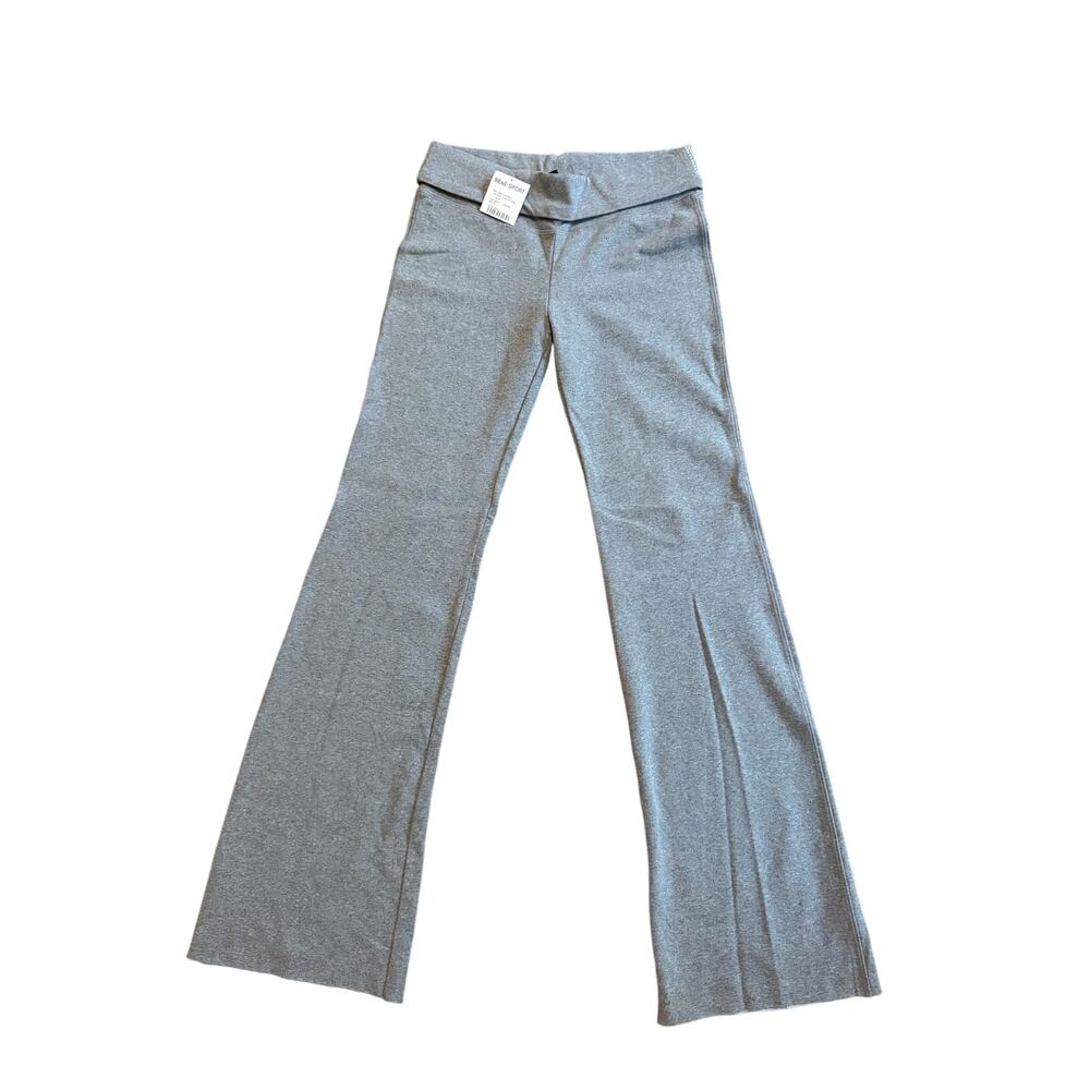 NWT Bebe Sport Vintage Y2K Gray Low Rise Fold Over Yoga Pants Rhinestones S